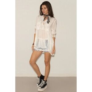 Muche et Muchette Women's Size O/S Embroidered Lacey Top/Dress Ivory Bohemian